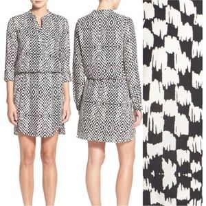 💛 Sam Edelman Samantha Printed Shirtdress Black And White S